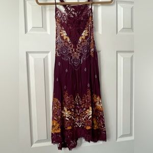 Free people sz small racerback tank dress with lace detail